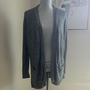 Cotton Emporium Dark Gray Open-Front Cardigan